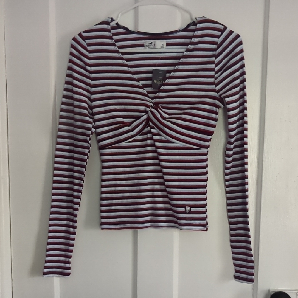 NWT Hollister Red V-Neck Long Sleeve Blouse